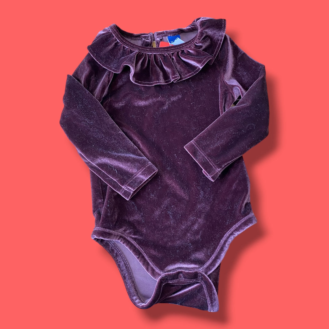 burgundy old navy velour bodysuit, 12-18m