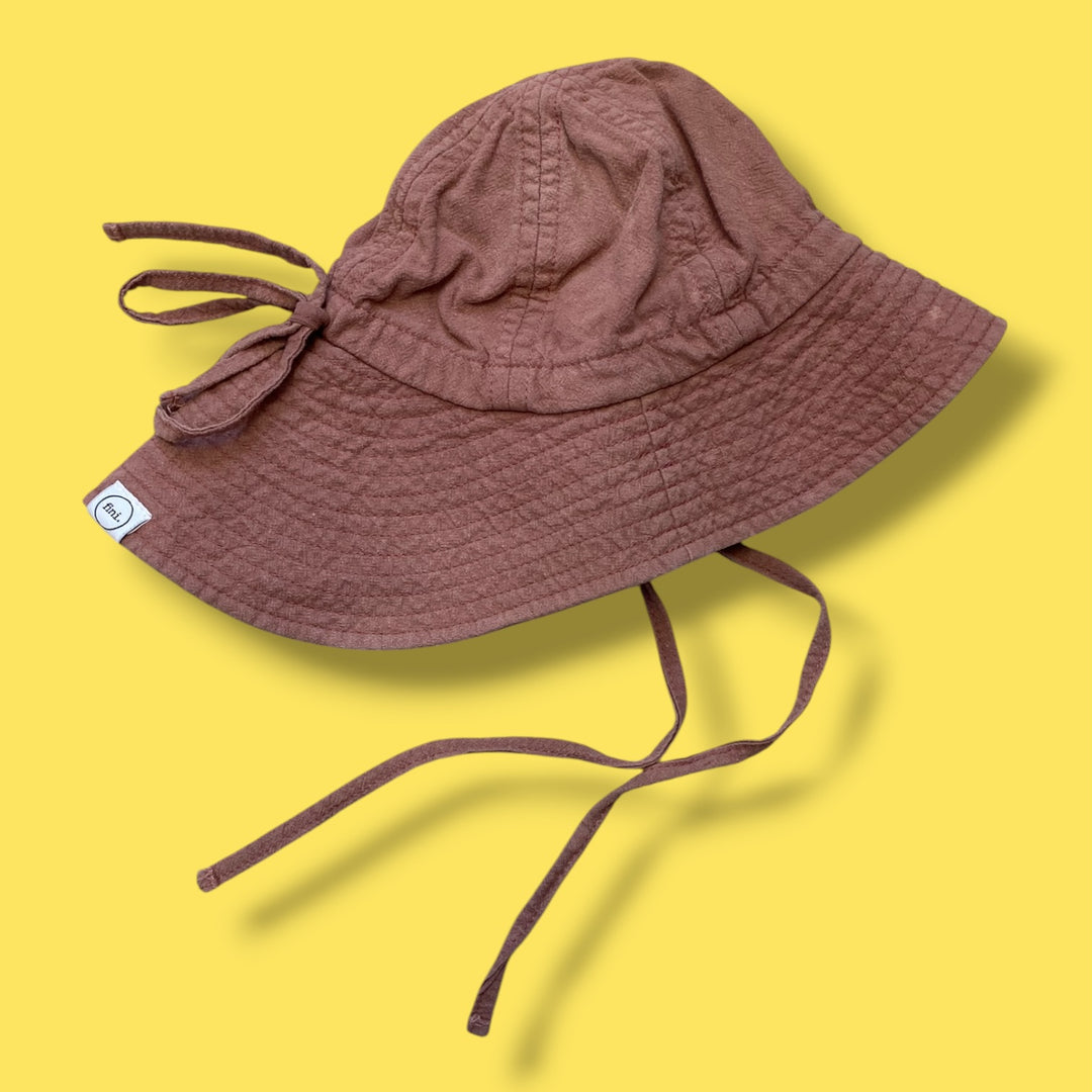 brown fini sunhat, 6-12m