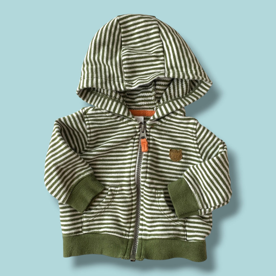green Carters striped hoodie, 3m