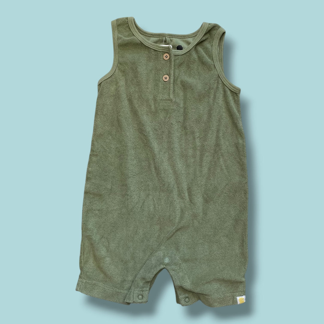 green Rise Little Earthling terry cloth shortie romper, 18-24m