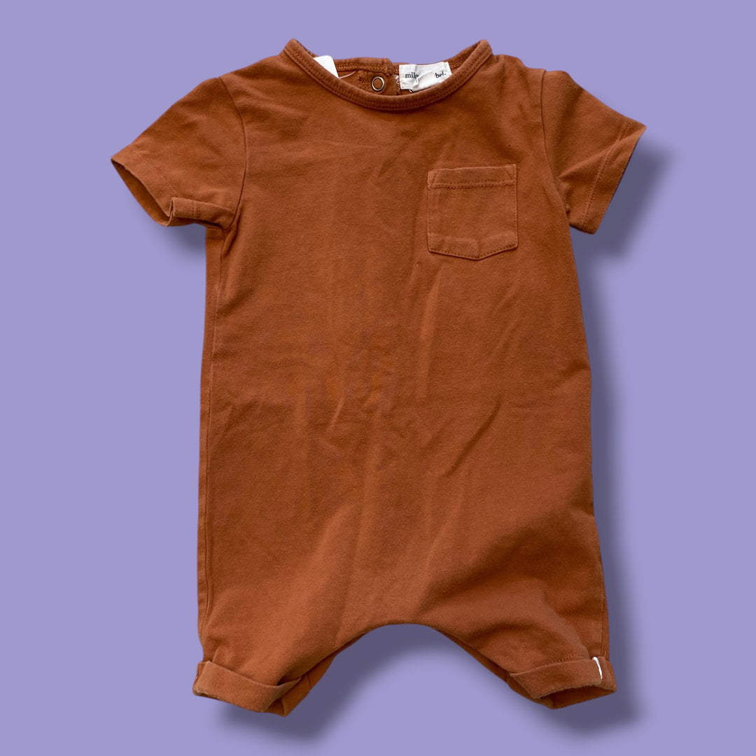 orange Miles The Label pocket shortie romper, 6m