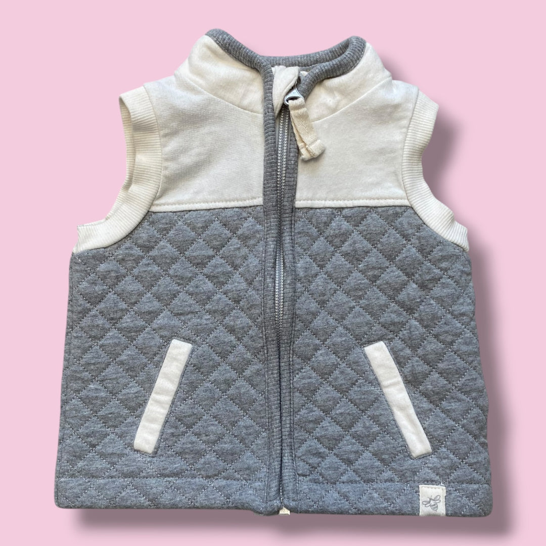 Grey Burts Bees Baby vest, 3-6m