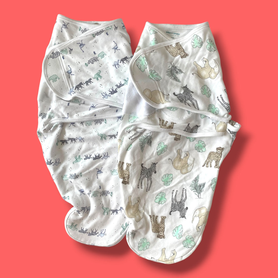 white Aden &amp; Anais set of 2 swaddles, 0-3m