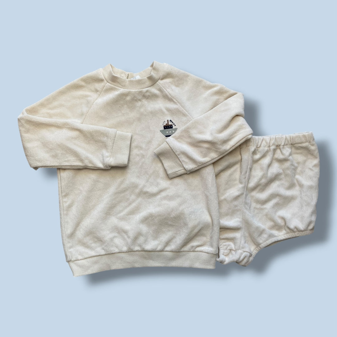 beige H&amp;M boat terry cloth set, 3/4y