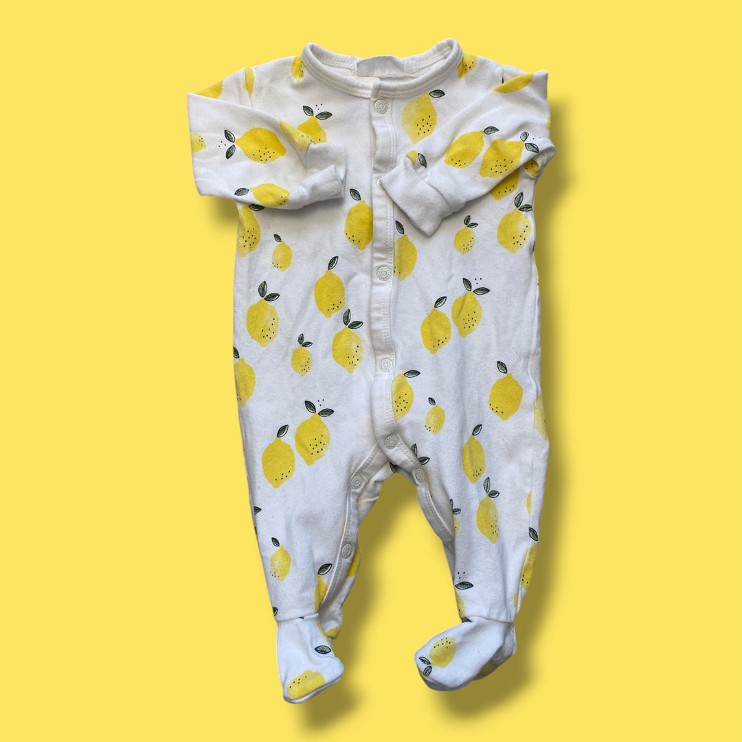 white Petit Lem lemon sleeper, Newborn