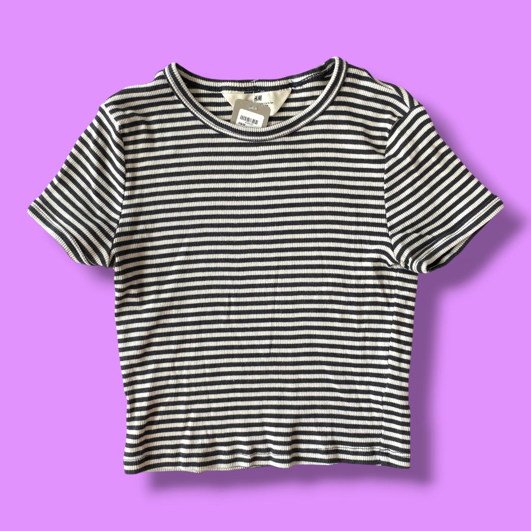 Black/White H&amp;M striped top, 10-12Y