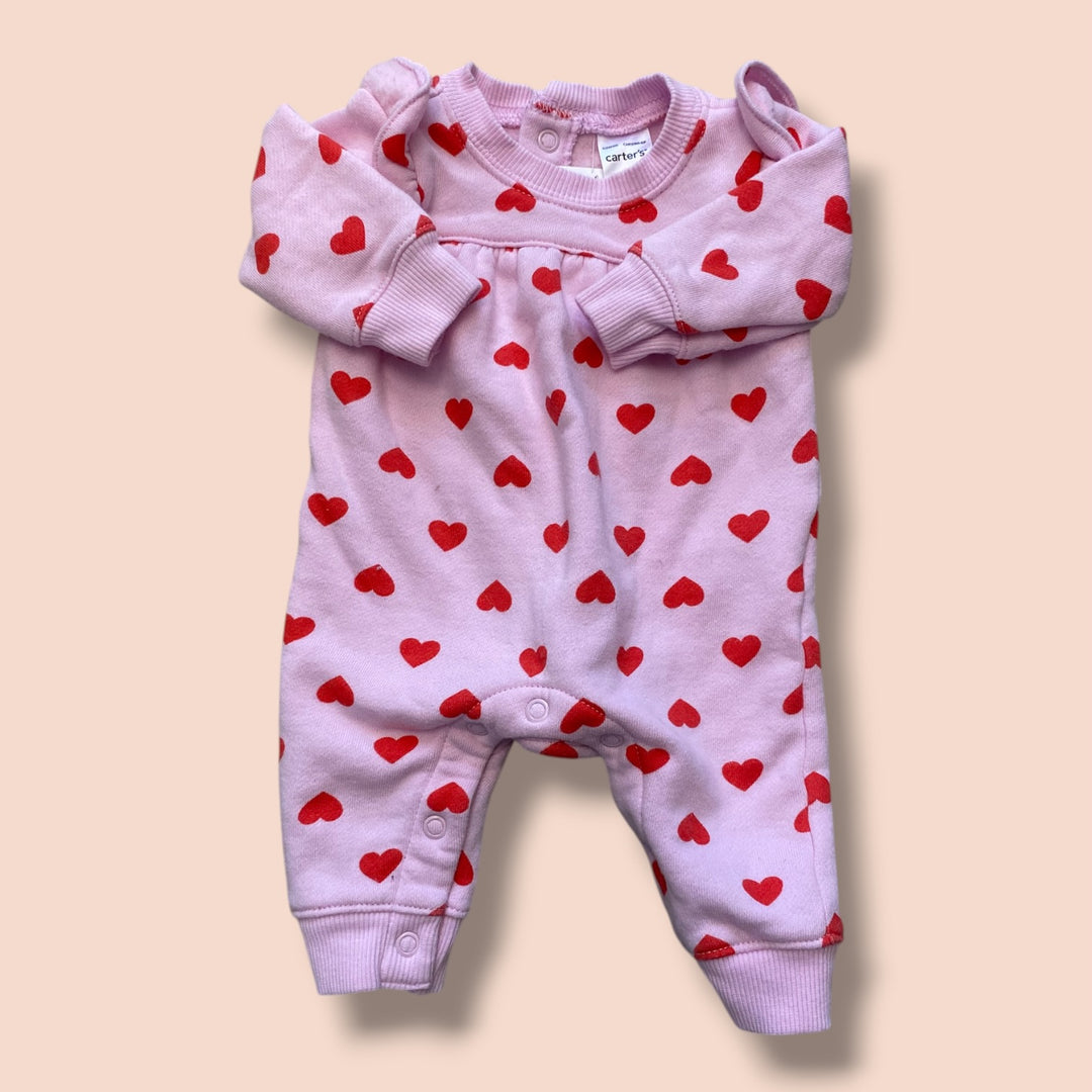 Pink Carters heart romper, Newborn