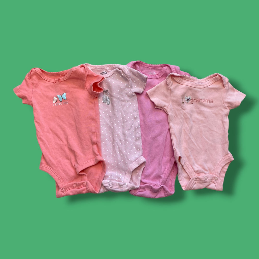 pink Mixed sets set of 4 bodysuits, Newborn