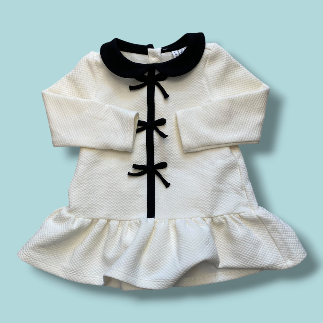 White Janie and Jack bow dress, 18-24m