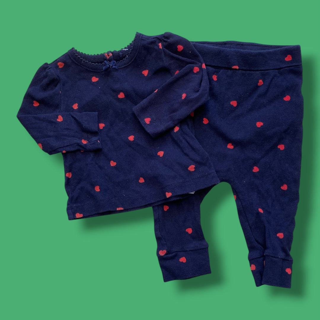 blue Gap heart pjs , 3-6m