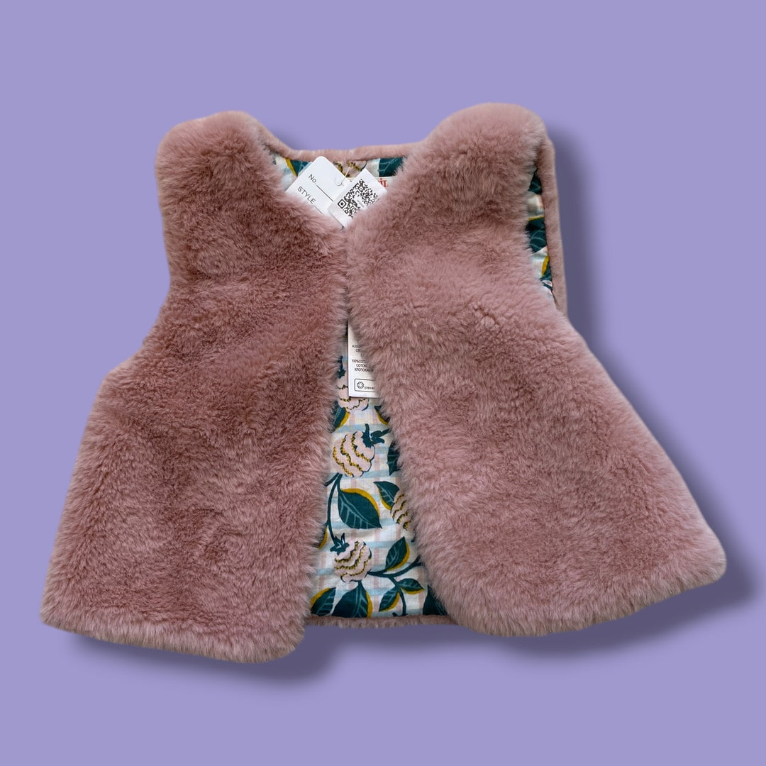 pink Du Pareil fluffy vest, 18m
