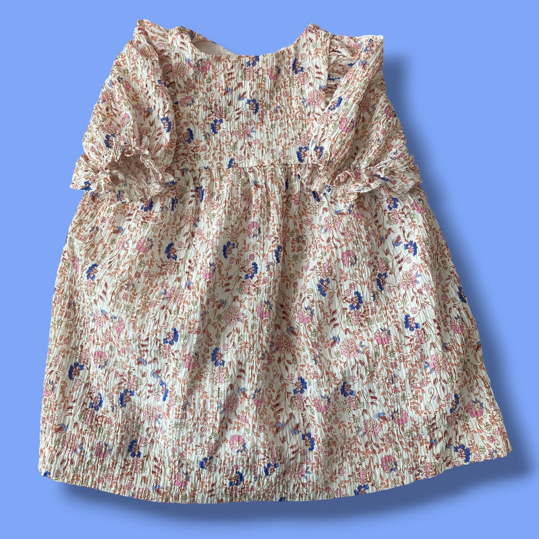 cream Zara floral dress, 2-3Y