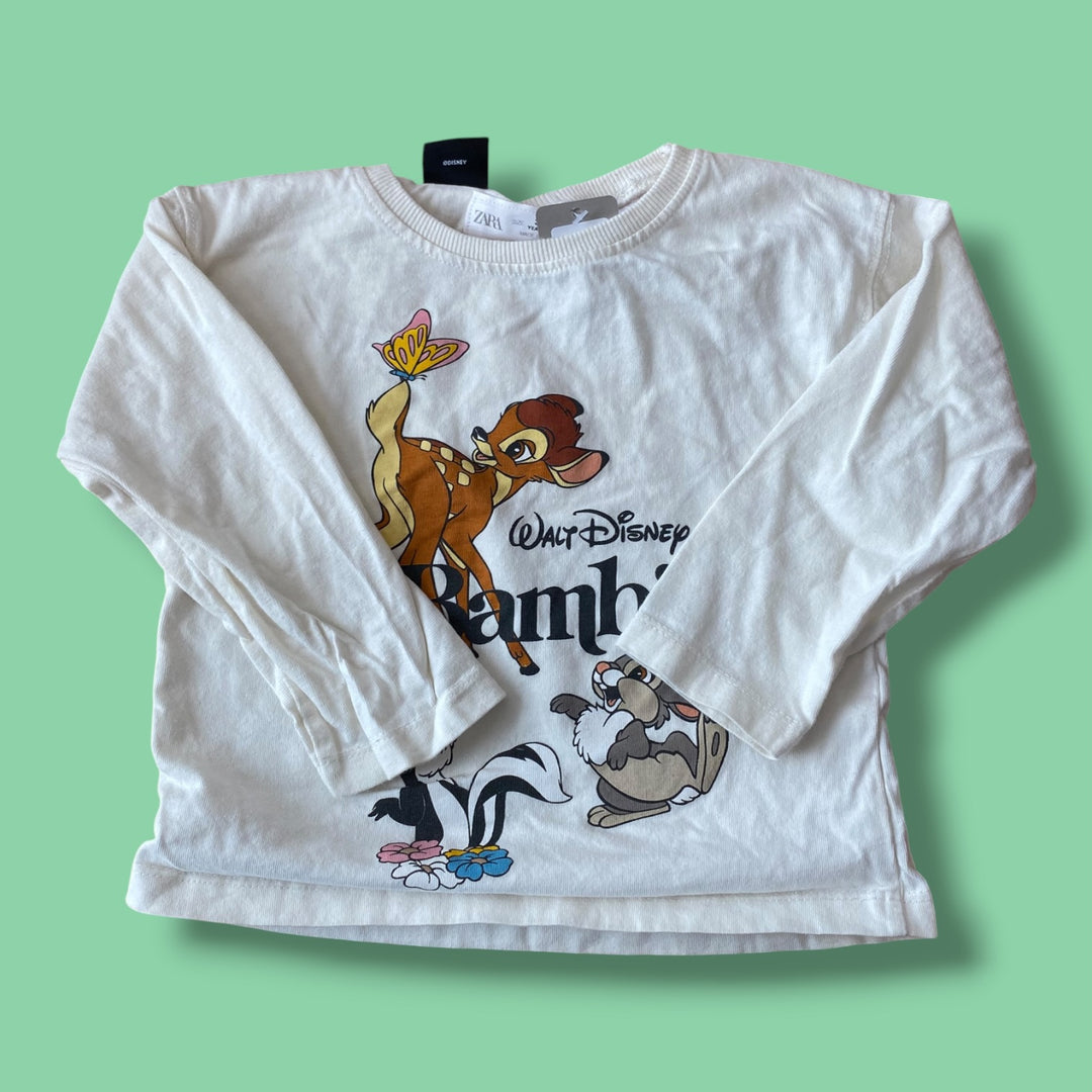 White Zara Long Sleeve Bambi, 3Y