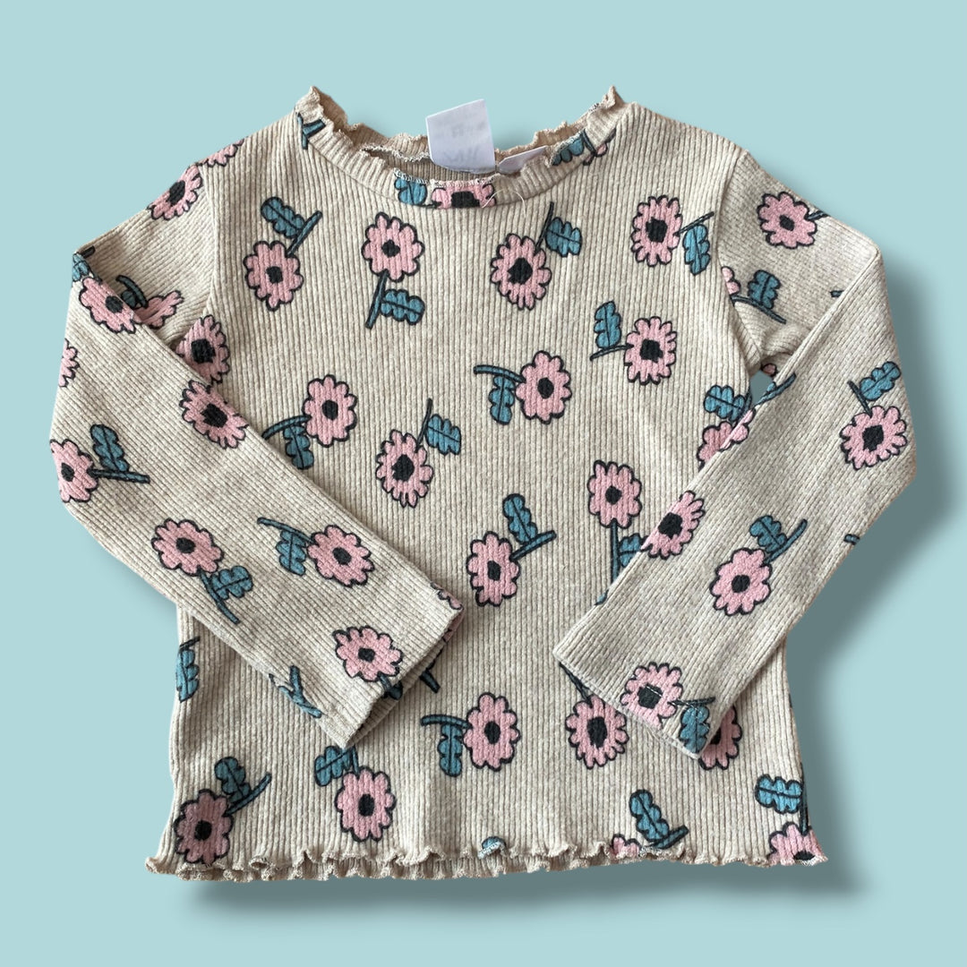 browm Zara ribbed floral long, 2-3Y