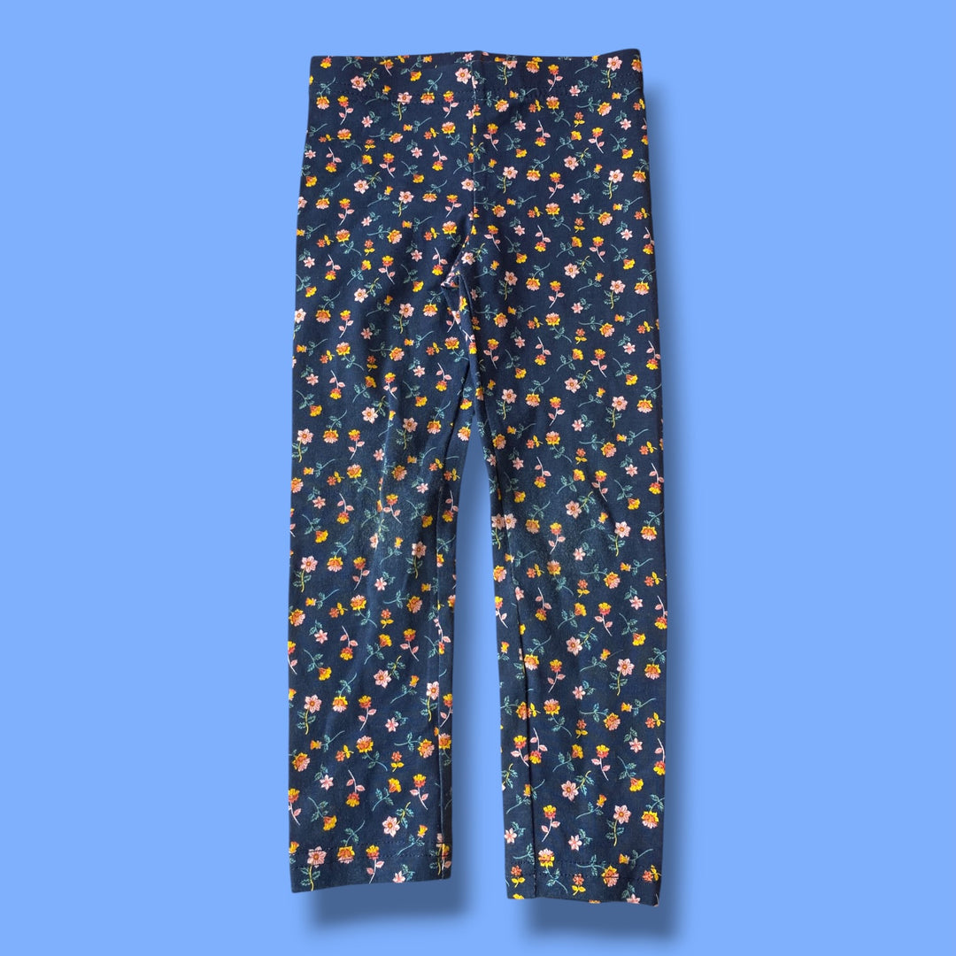 Blue Carters floral leggings, 3Y