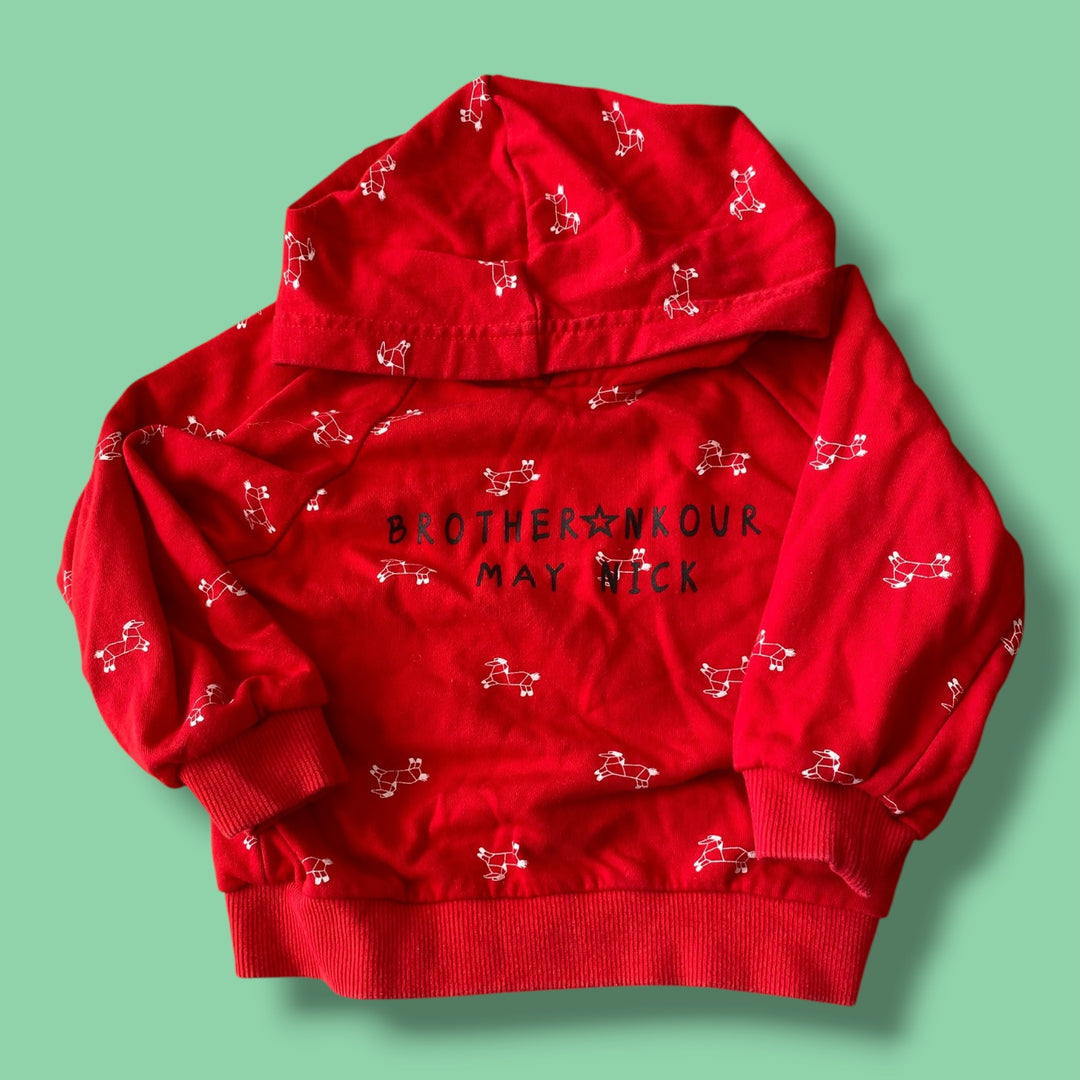 Red Unknown hoodie, 2Y