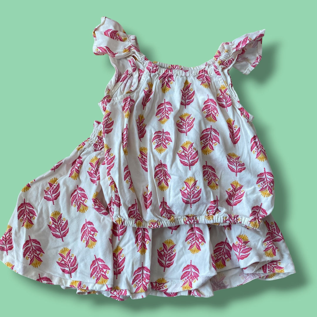 white Old Navy floral skirt set, 3Y