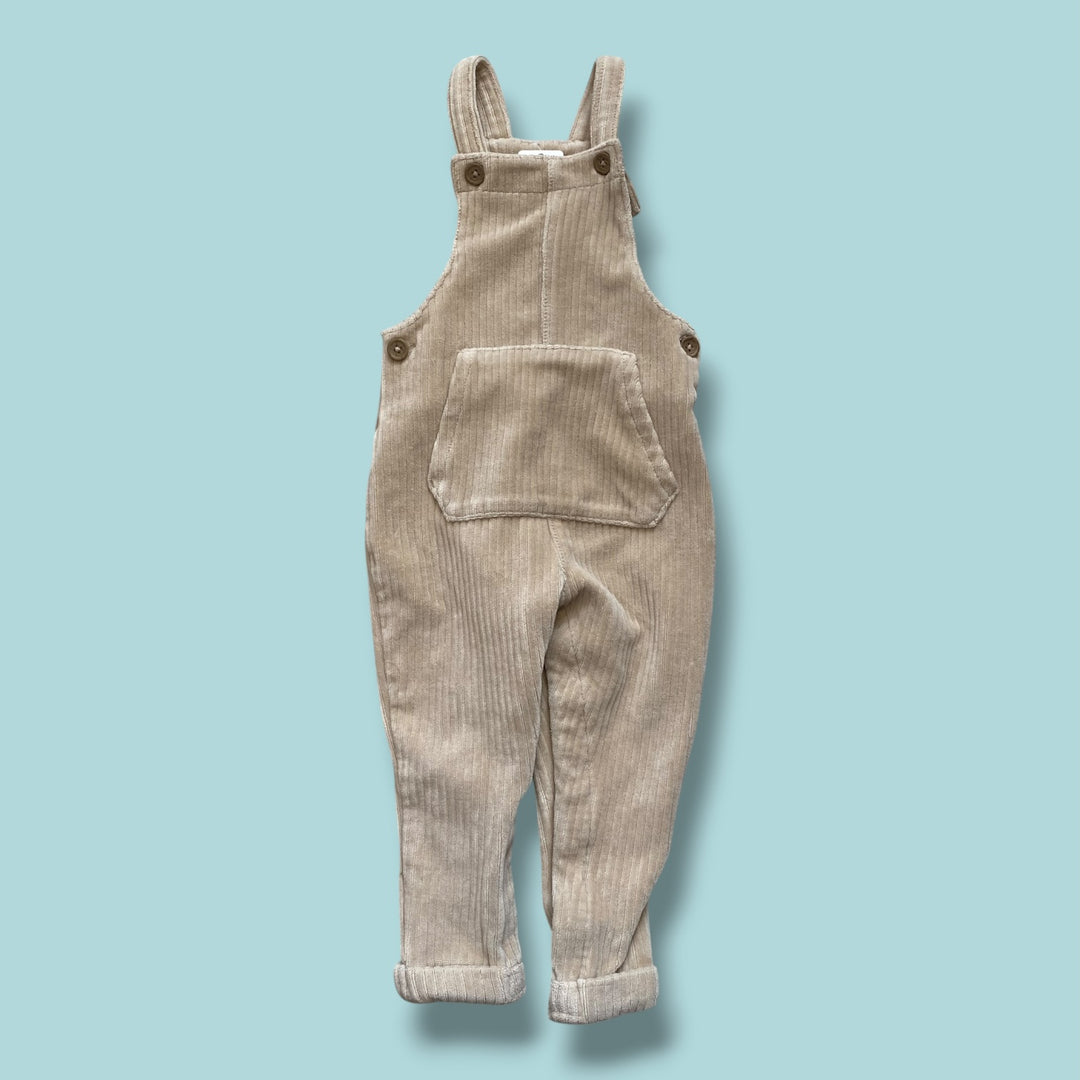 brown f&amp;f overalls, 12-18m