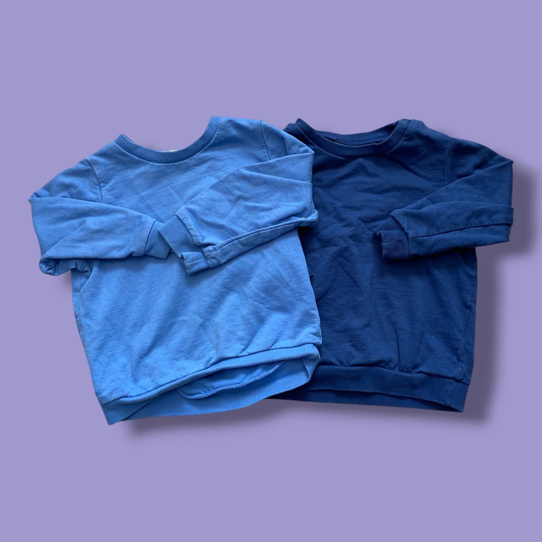 blue h&amp;m set of 2 sweatshirts, 18m