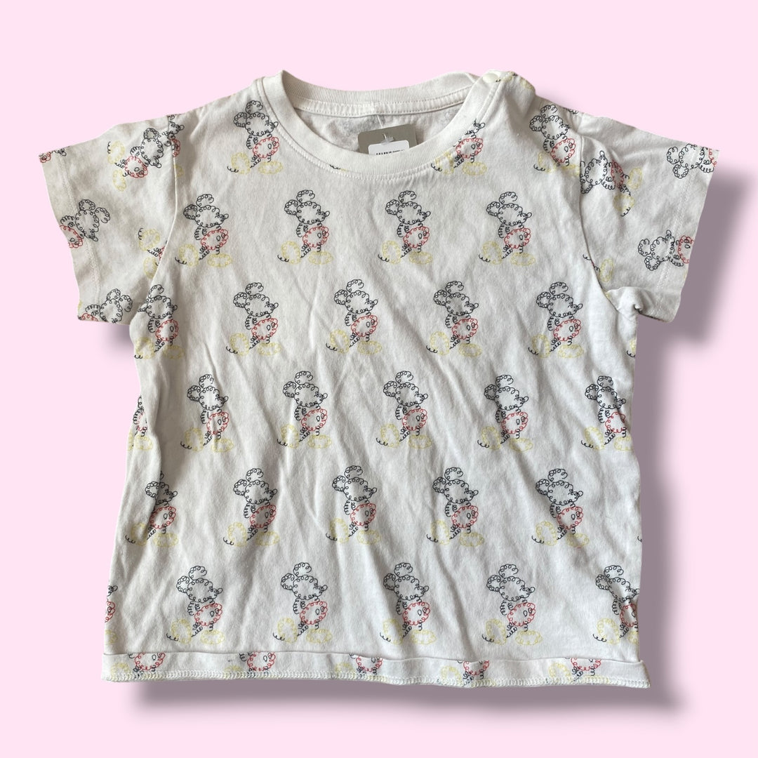 White Uniqlo mickey tee, 3-4Y