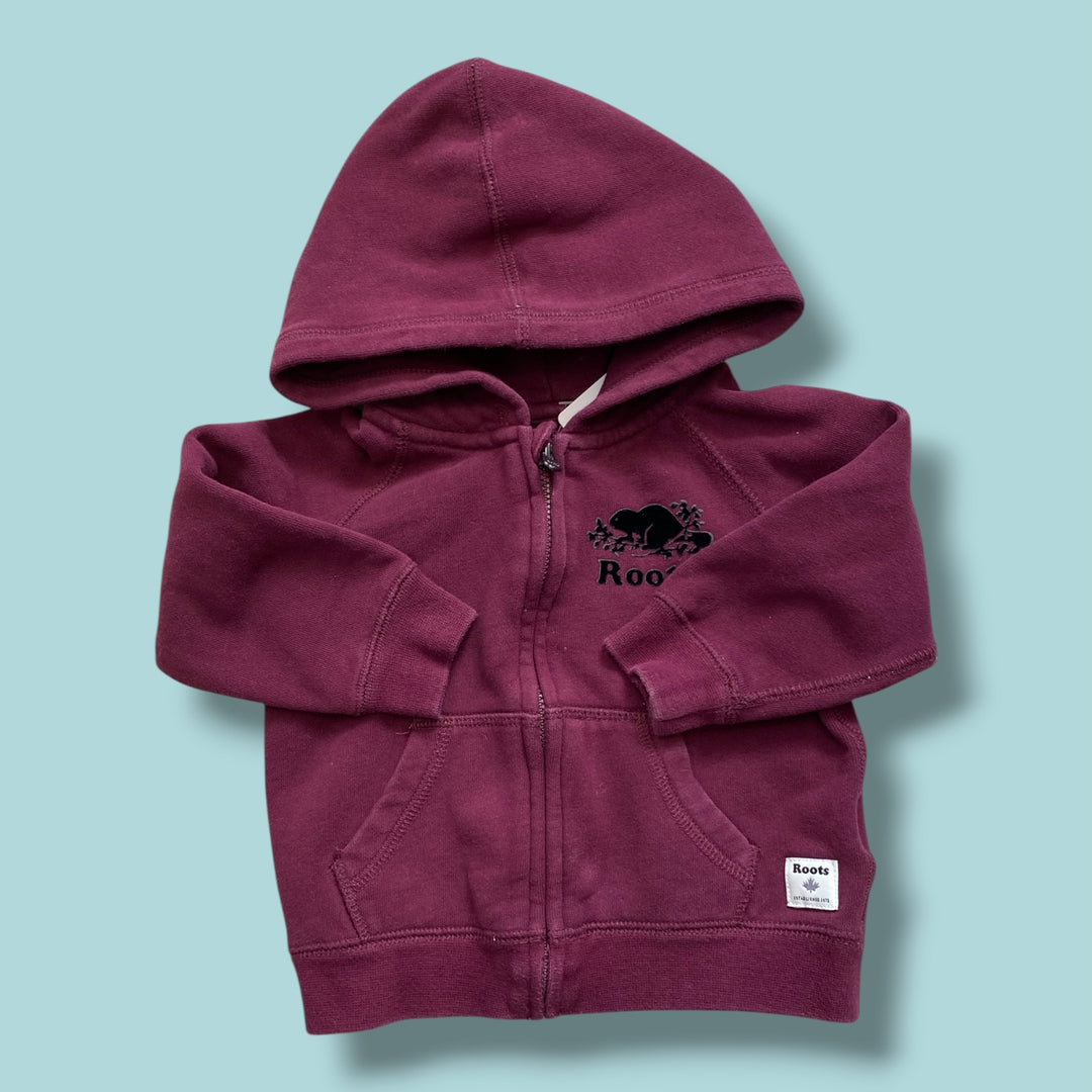 burgundy roots zip sweatshirt, 12-18m