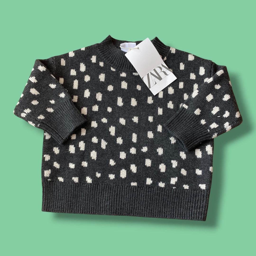 Grey Zara NWT polkadot knit sweater, 6-9m