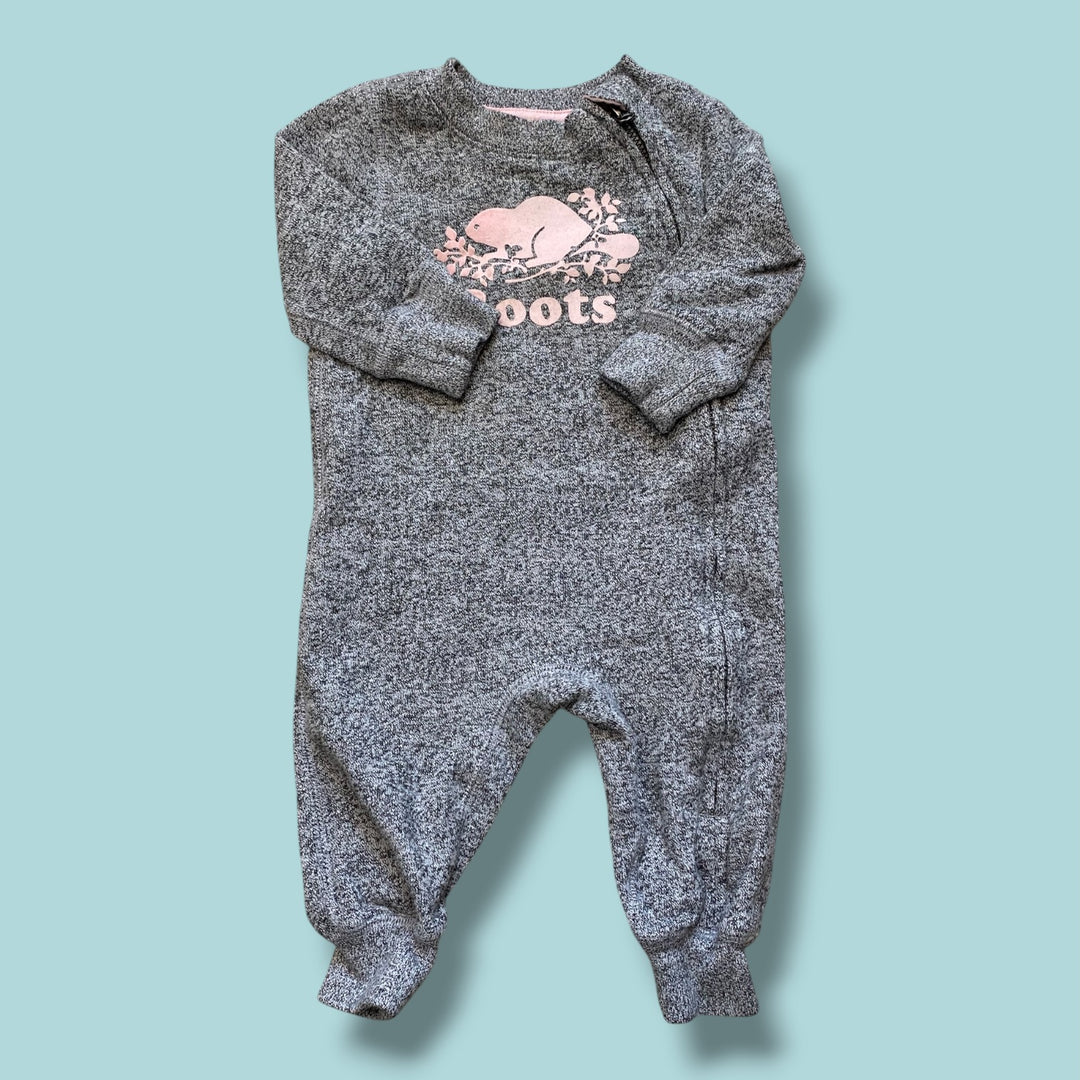 grey roots zip romper, 3-6m
