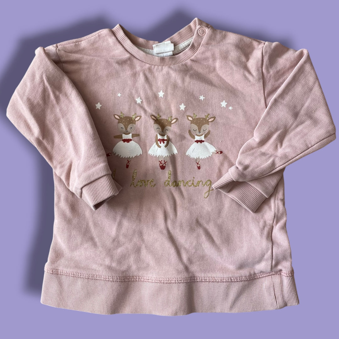 pink H&amp;M I love dancing sweater, 18-24m