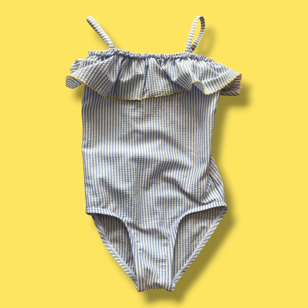 Blue/White Zara ribbed stripe onepiece swim, 3-4Y