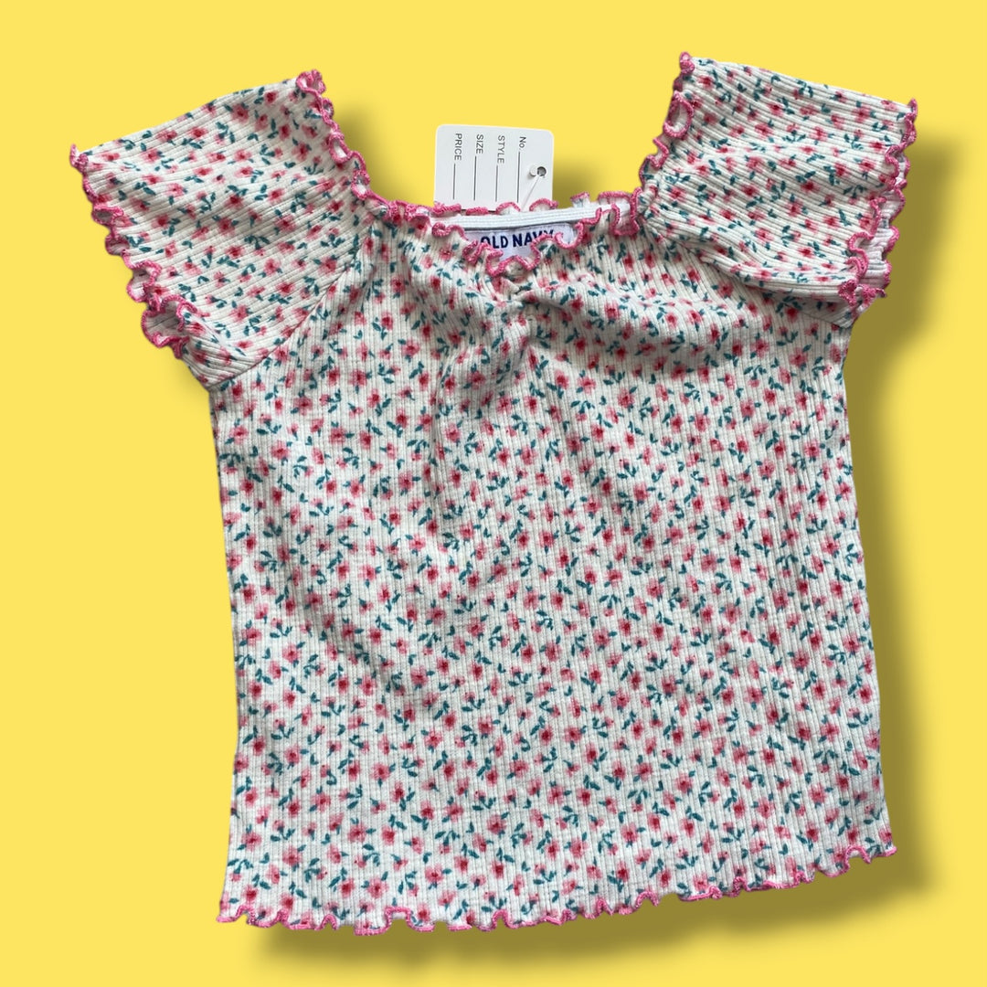 pink Old Navy ribbed tee, 6/7y