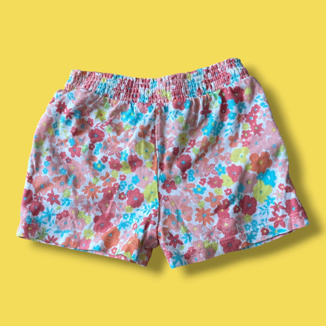 pink Joe Fresh floral shorts, 12-18m