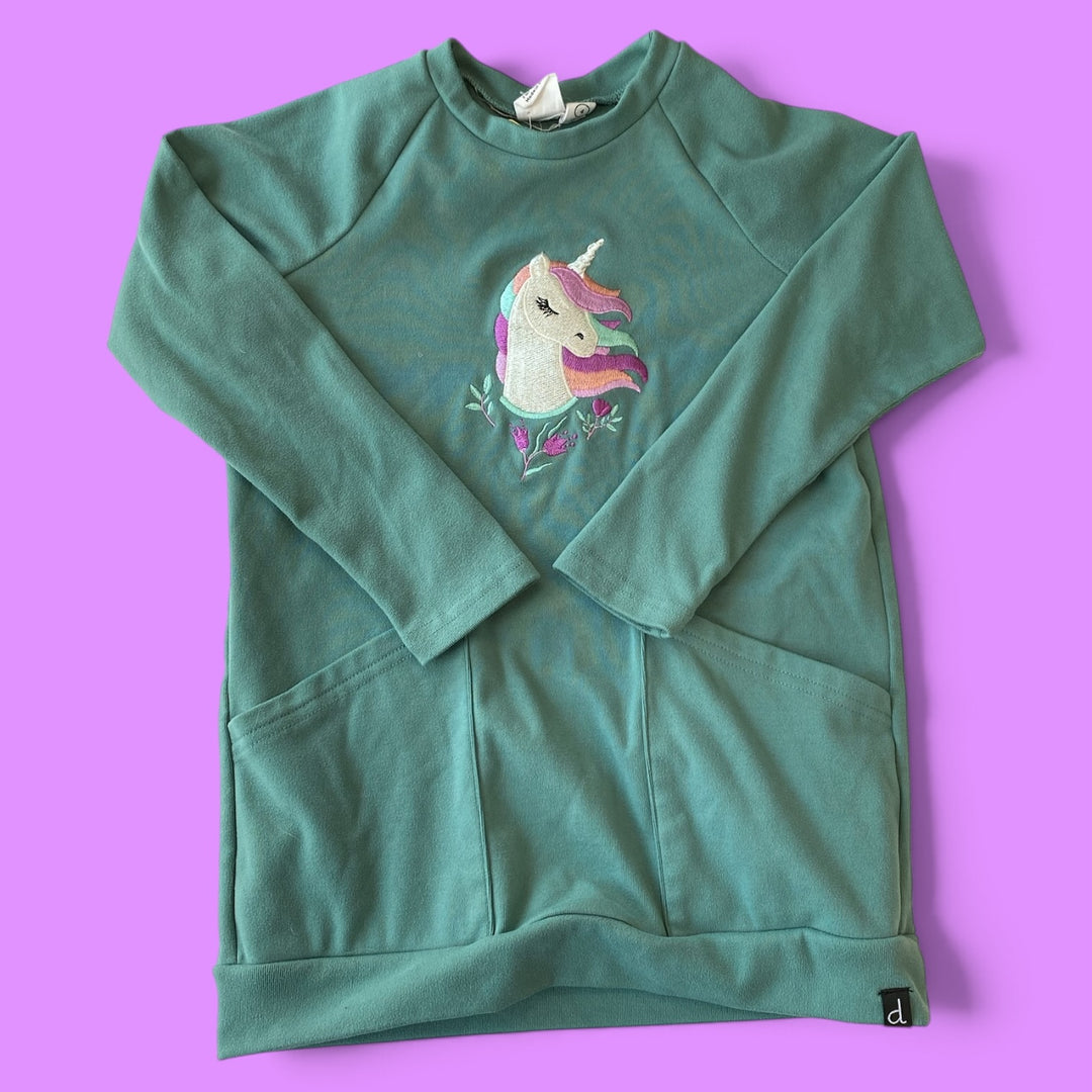 Green Deux Par Deux Long Sweater, 4Y