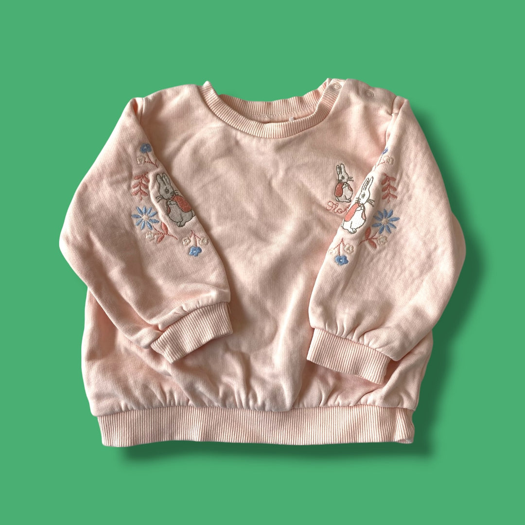 pink beatrix potter sweatshirt, 9-12m