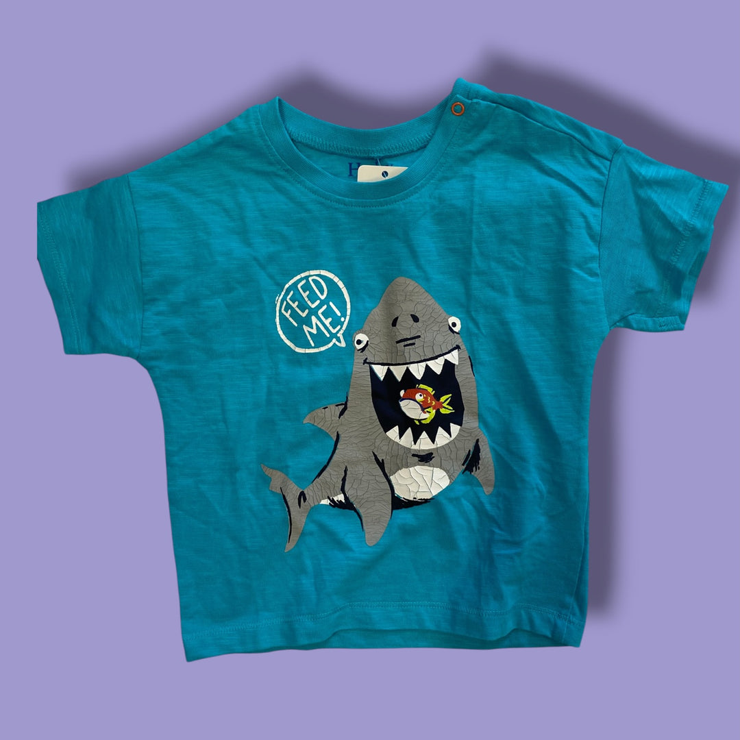 Blue Hately Shark Tee, 18-24m