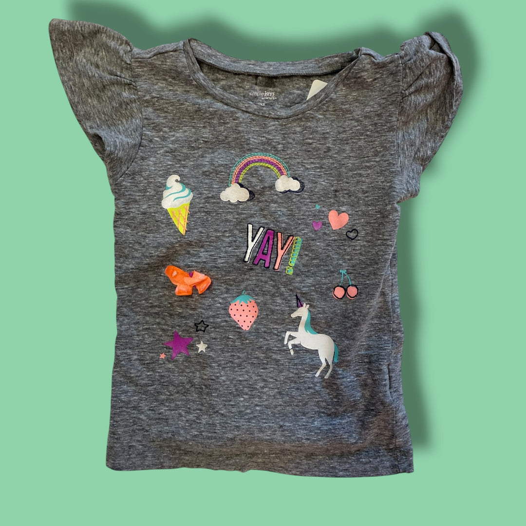 Grey Simple Joys yay tee, 3Y
