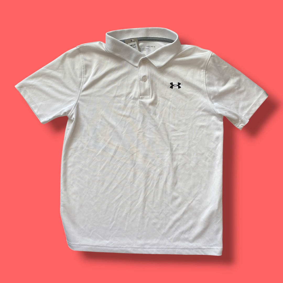 white under armor athletic polo, 13/14y