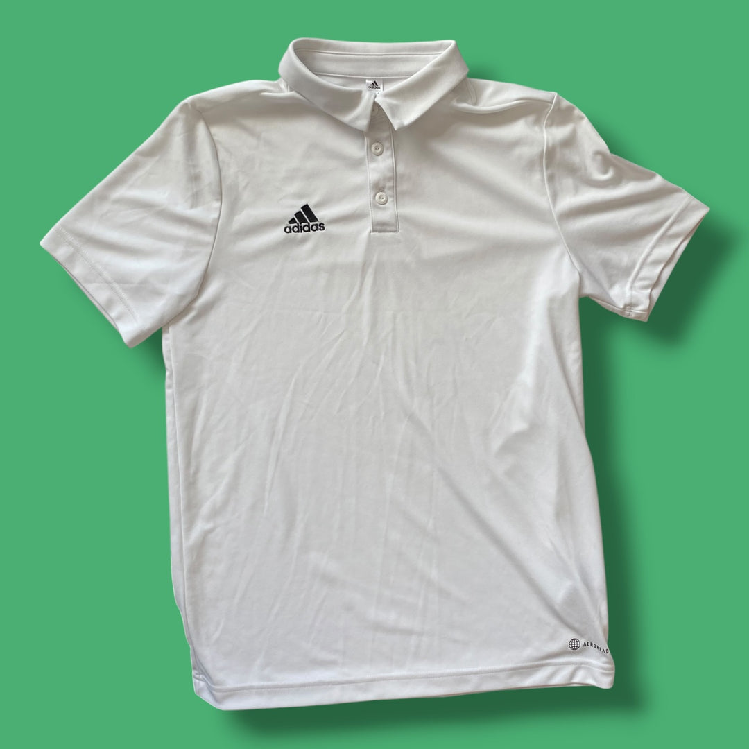 white adidas athletic polo, 13/14y