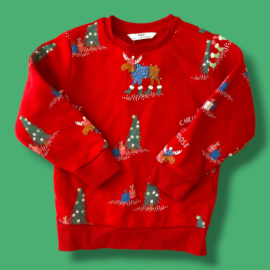 Red M&amp;S  Sweater, 3-4Y
