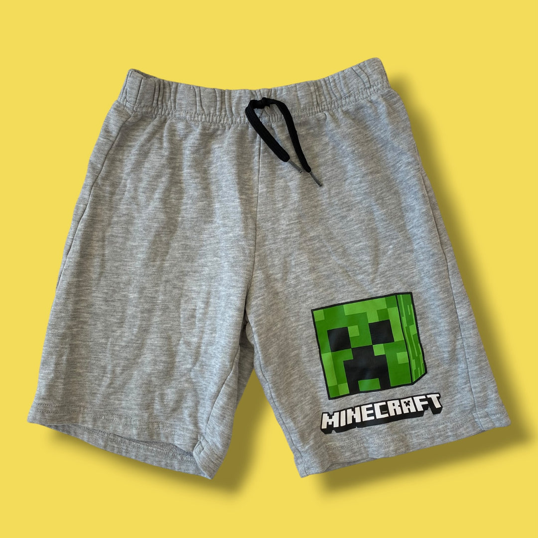 grey minecraft shorts, 6Y