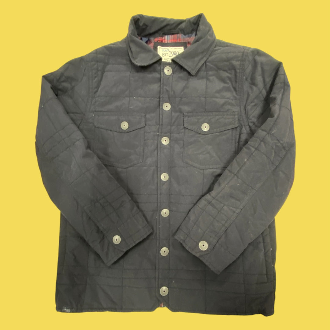 blue childrens place quilted jacket, 7/8y