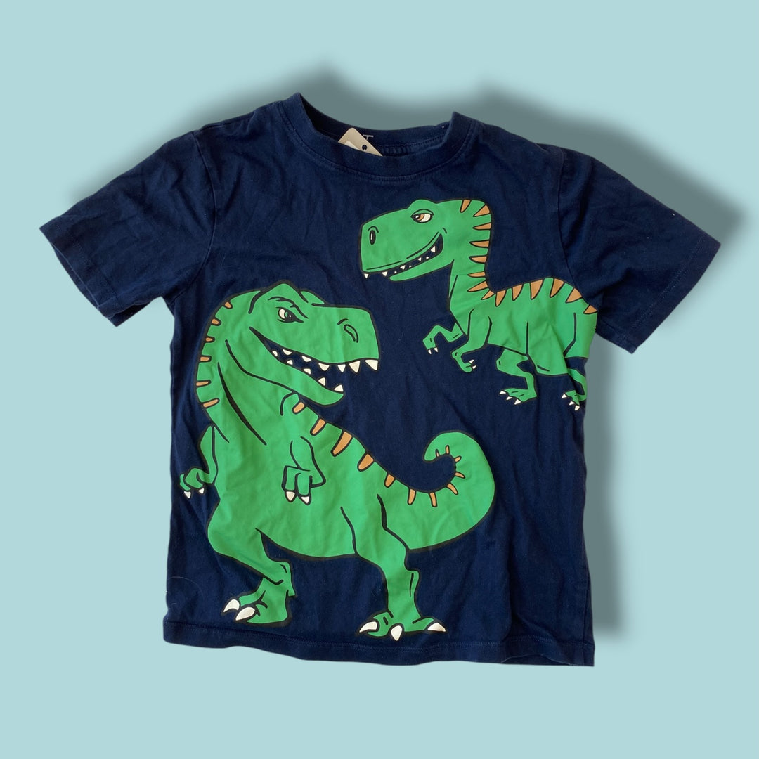 Blue h&amp;m dino shirt, 4-6y