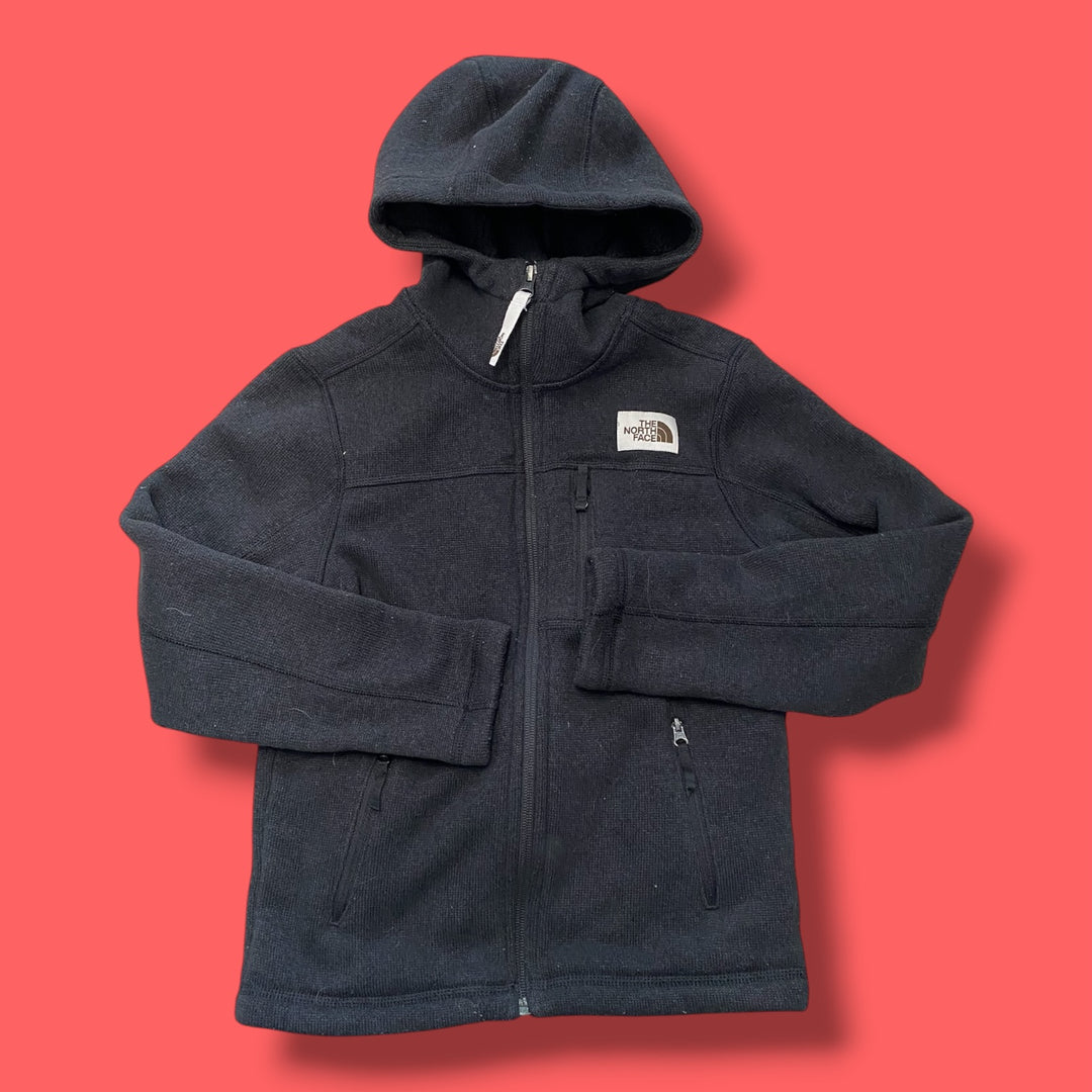 Black The North Face Zip Up Jacket, 7-8Y