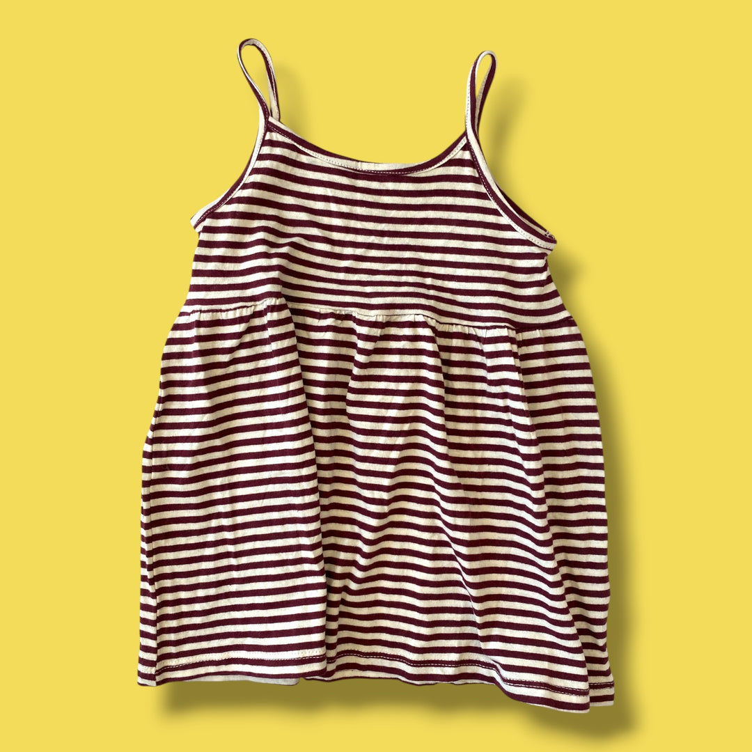maroon/white h&amp;m striped dress, 2Y