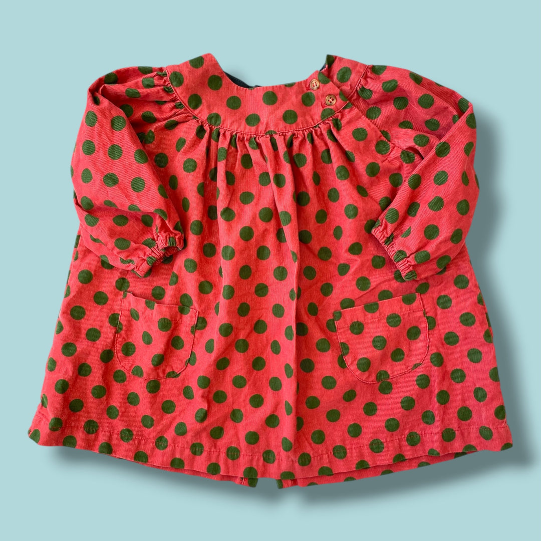 pink bon ton polkadot dress, 12m