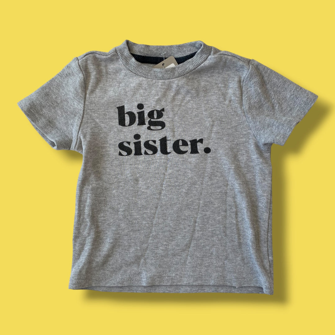 grey the littlest big sister shirt, 18m