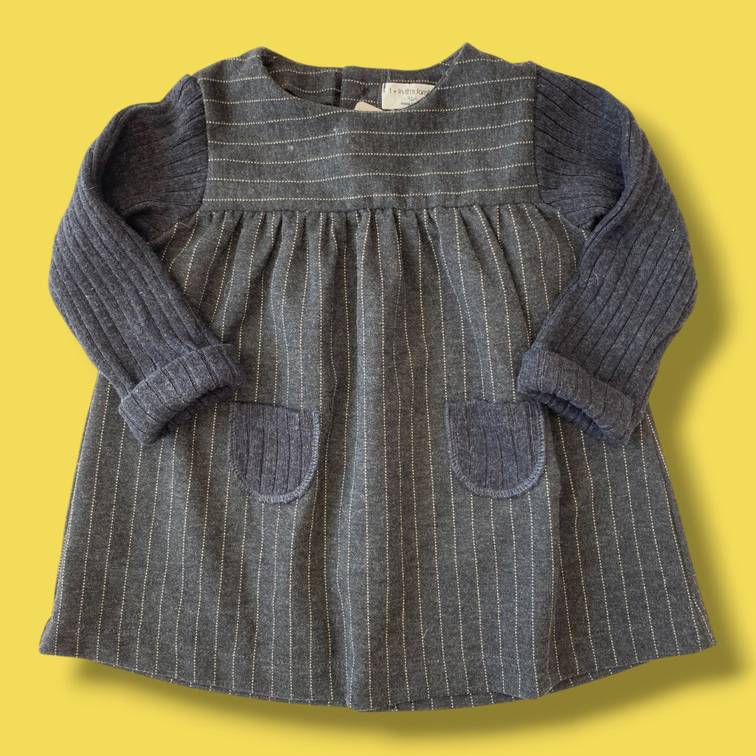 grey 1+ in the family dress, 12m
