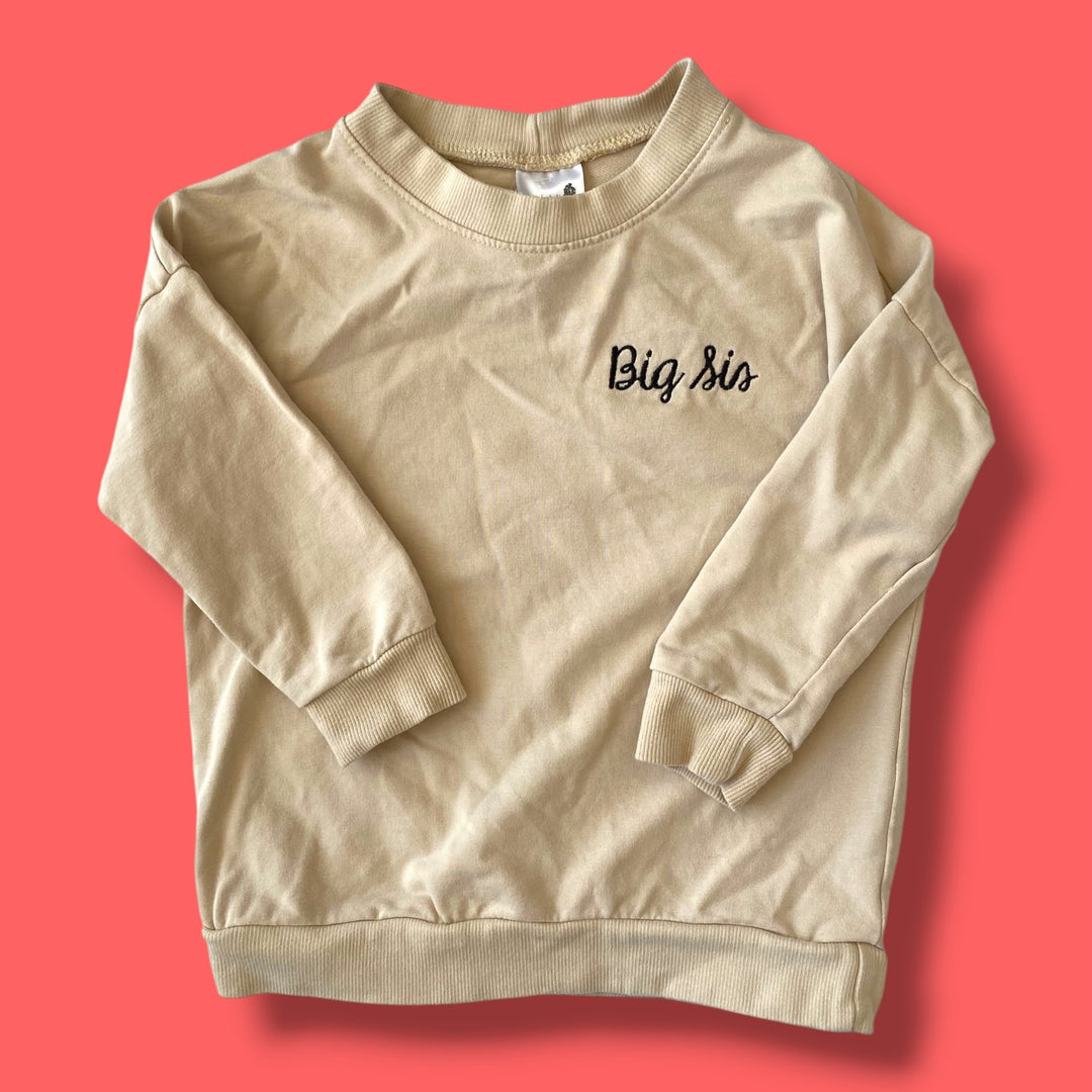 cream dear aspen big sis sweatshirt, 3y