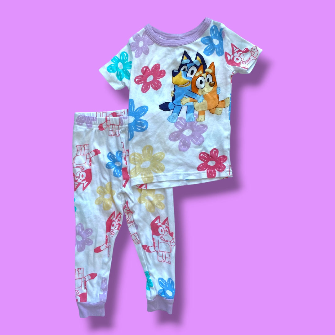 White Bluey 2 piece PJS, 3Y