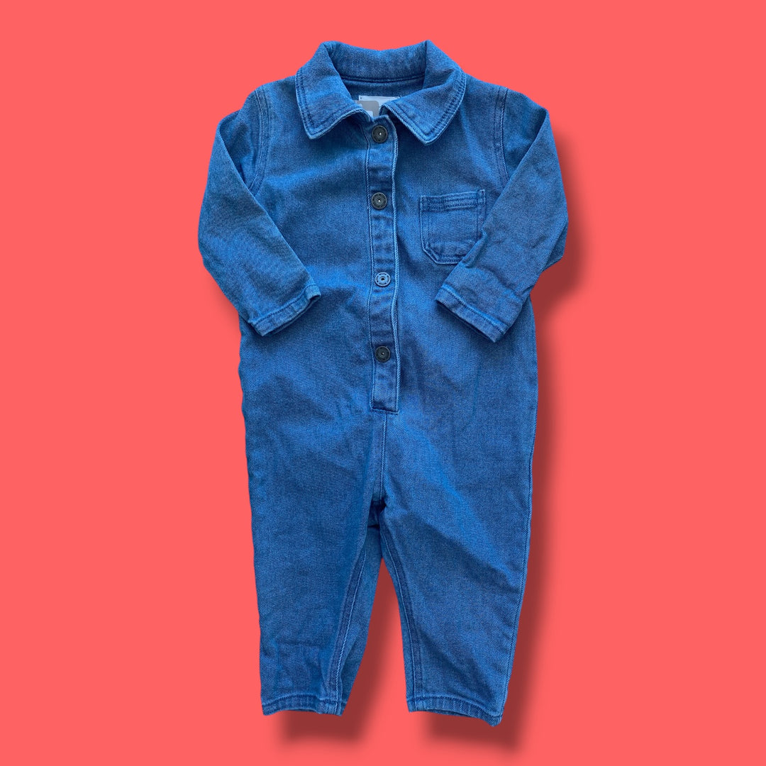 blue Miles The Label denim romper, 9m