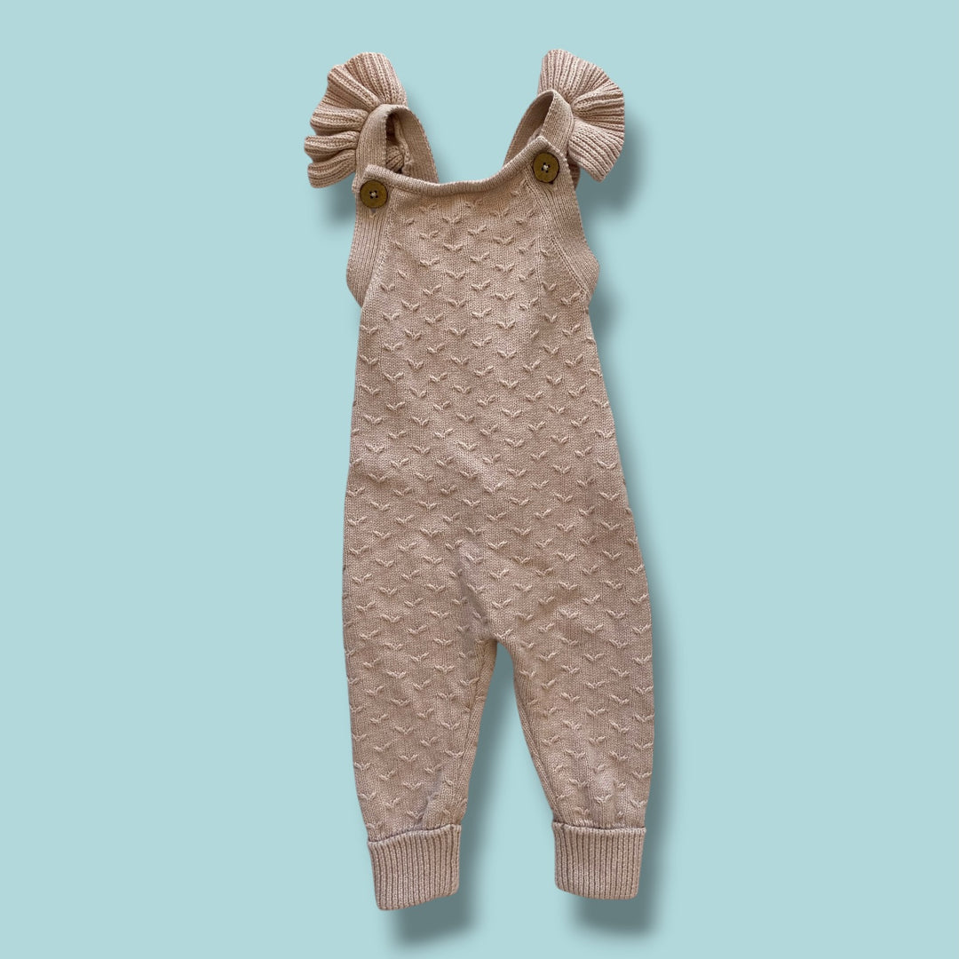 tan Jamie Kay knit overalls, 6-12m